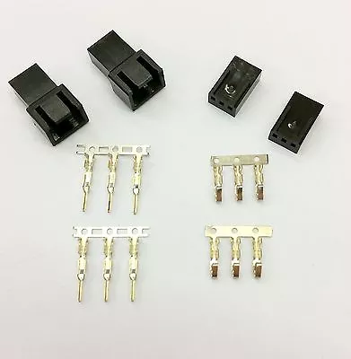 Male & Female 3 Pin Pc Fan Led Power Connectors - 2 Of Each- Black Inc Pins • $3.98