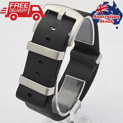 Nylon Military Watch Strap Band Tactical Black 18-24 Mm Tracking AU Stock • $17.95