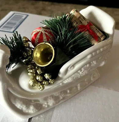 Vintage Napco Santa Sleigh Christmas White Ceramic Centerpiece • $30