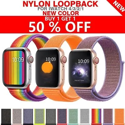 Woven Nylon Band For Apple Watch Sport Loop IWatch Series 8 7 6 SE 40/42/49/44mm • $8.99
