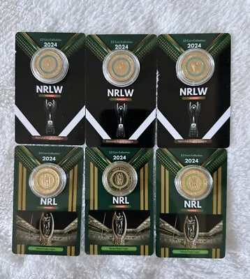 2024 NRL And NRLW $2 Coloured Two Coins - In Keepsake Collectable Plastic Cards. • $39.50