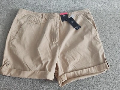 M&S Beige Shorts Size 18 NEW Pockets Safari Holiday Adjustable Length Cargo • £6