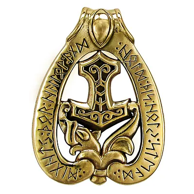 Bronze Dragon Hammer Thor's Mjolnir Pendant - Norse Viking Rune Asatru Jewelry • $24.99