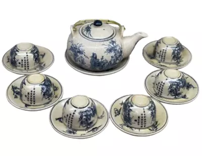 Bat Trang Pottery Ceramic Tea Set - Authentic Vietnamese Craftsmanship Village • $124