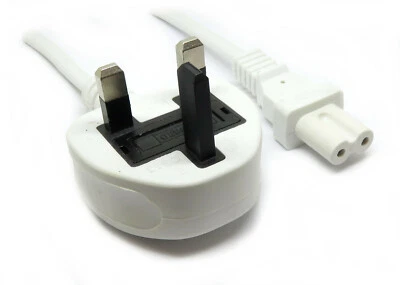 £5.49 • Buy 3M Metre WHITE Figure Of 8 Mains Cable Power UK Lead Plug Cord IEC C7 PS3 VITA