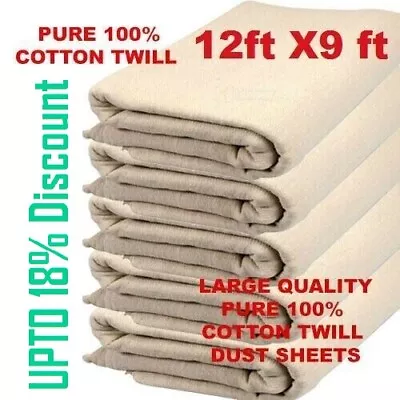 Cotton Twill Dust Sheets Various Sizes DIY Builder Decorating Cover 9ft X 12ft • £9.71