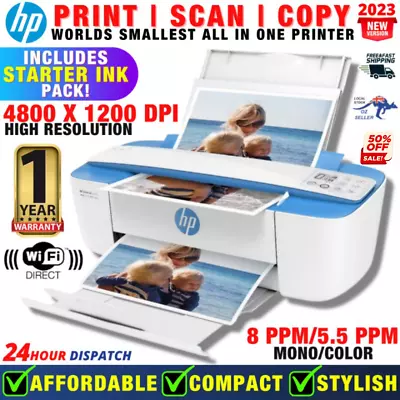 $78.95 • Buy HP Deskjet 3720 Printer All In One Print Scan Copy 1 Year Warranty Wireless ✅