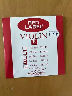 Super Sensitive Red Label Series Violin E String 1/2 Size Medium • $0.99