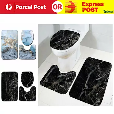 Washable Anti Slip Bathroom Mat Toilet Seat Lid Cover Pedestal Rug Bath Carpet • $16.69