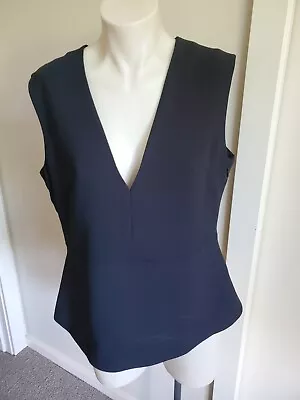 $90 • Buy ALEXANDER MCQUEEN McQ Sleeveless Top Size 44 M 12 Black Blouse Designer Minimal