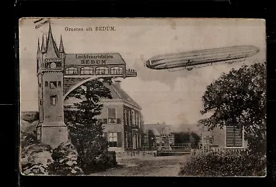 Postcard Bedum Netherlands Airship Station Zeppelin Small Format • £0.86