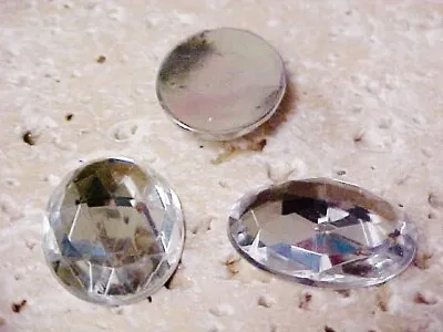 6 VINTAGE CRYSTAL ACRYLIC FULL FACETED DOME 40x30mm. OVAL CABOCHONS 6867 • $2.99