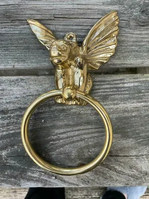 $42 • Buy Vintage Brass Winged Gargoyle Door Knocker  NEW OLD STOCK UNUSED