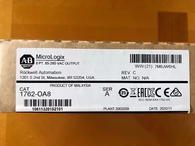 New Factory Sealed AB 1762-OA8 SER A MicroLogix 8 Point Relay Output Module • $159.80