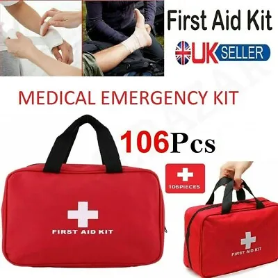 106 Piece 1st Aid Kit Medical Emergency Travel Home Car Taxi Work First Aid Bag • £9.99