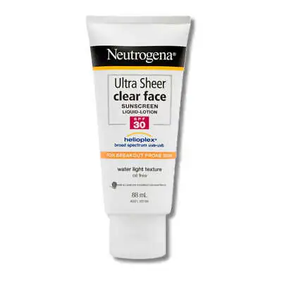 Neutrogena Ultra Sheer Clear Face Sunscreen SPF30 88ml - Makeup Warehouse • $12.99