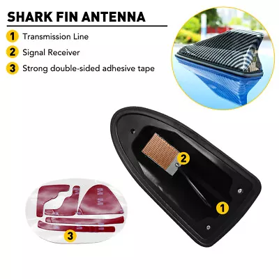 1* Universal Shark Fin Roof Antenna Radio FM/AM Antena Radio Carbon Fiber Black • $11.39