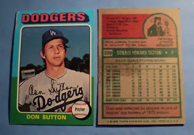 1975 Topps #220 Don Sutton HOF Los Angeles Dodgers Good Condition AUCT#10876 • $1.49