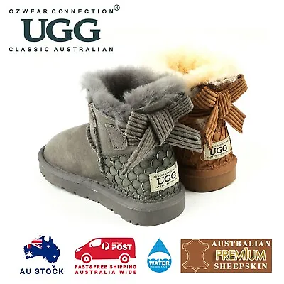 Ugg Kids Bailey Bow Cordaroy Boot (water Resistant) 2 Colours Ob149II • $63