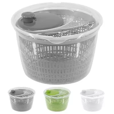 Grey Salad Spinner Colander Vegetable Leaf Fruits Herbs Plastic Bowl Dryer   • £12.59