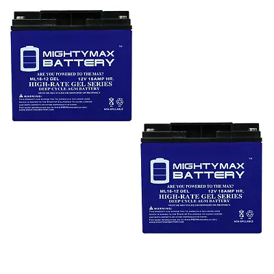 Mighty Max 2 Pack - 12V 18AH GEL Battery For E-Wheels EW-36 Mobility Scooter • $85.99