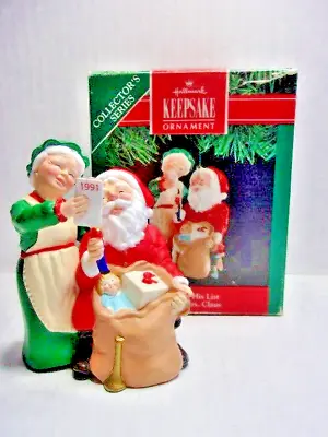 Hallmark 1991 Checking His List Series Ornament #6 Santa & Mrs Claus Vintage IOB • $9.99