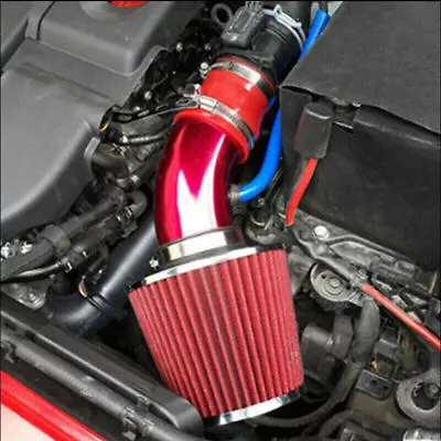 Car Cold Air Intake Filter Alumimum Induction Pipe Power Flow Hose System Red • $39.99