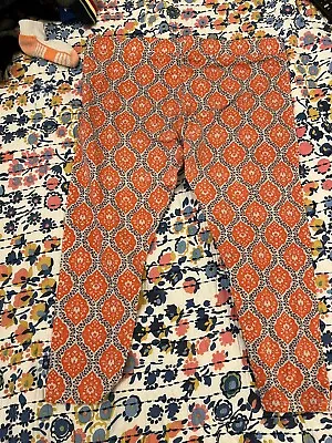 Matilda Jane Womens Pants XL Blue Orange Floral Straight Leg Cropped Boho • $15