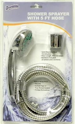 $10.95 • Buy Shower Sprayer With 5 Ft Hose And Mount Chrome Construction Free Shipping
