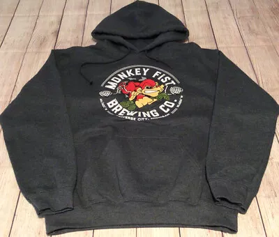 Monkey Fist Brewing Michigan Mens Pullover Hoodie Gray Size Small • $14.95