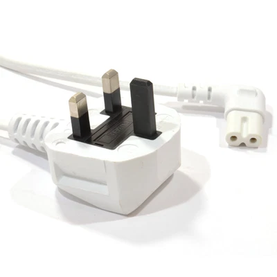 £7.53 • Buy 3m Power Cord UK Plug To Right Angle Figure 8 Lead Cable C7 3m WHITE [008099]