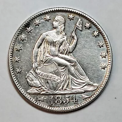 1854O US Mint 50c Seated Liberty Half Dollar – XF Details • $51