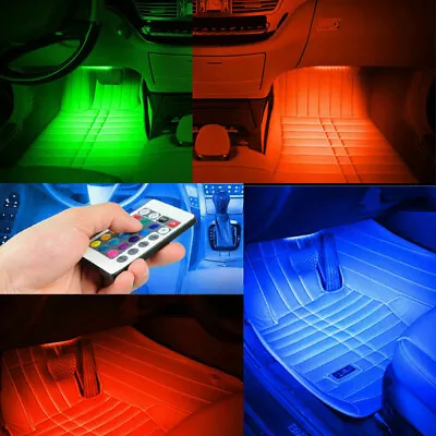 RGB LED Car Lights Interior Neon Atmosphere Ambient Lamp Strip Kit Accessories • $26.44