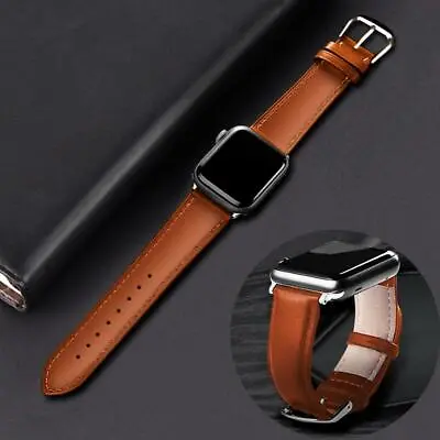$18.90 • Buy Genuine Leather Strap IWatch Band For Apple Watch Series 6 5 4 3 2 1 SE 40mm 44