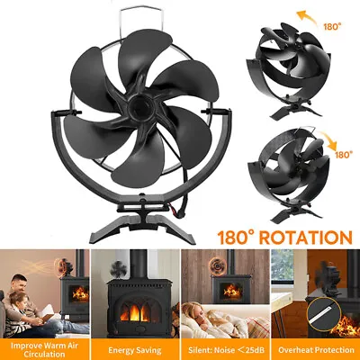 180° Stove Fan 6 Blade Heat Powered Wood Log Burner Top Fire Burning Fan Eco Fan • £15.99