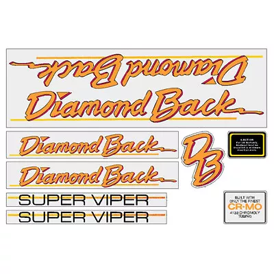 Diamond Back - 1986 Super Viper - For Grey Frame Decal Set - Old School Bmx • $71.50