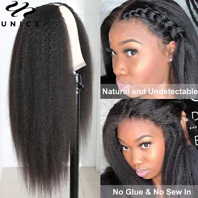 UNice Brazilian Kinky Straight U Part Wig Human Hair For Black Women 16  Full US • $62.69