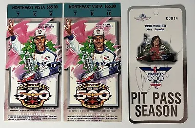 1990 Indy 500 Winner Arie Luyendyk Autograph  Season Pit Pass & 1998 Tickets • $49.99