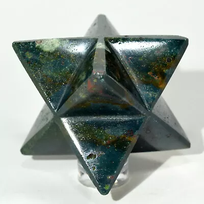 63mm Bloodstone 8 Point Merkaba Star Natural Crystal Heliotrope Mineral - India • $20.76