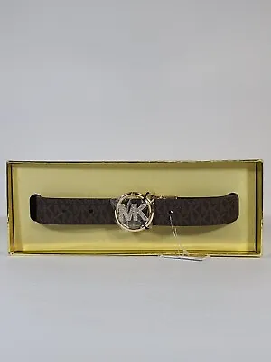 Michael Kors MK Women's 25mm Brown Reversible Pave Signature Logo Belt Size L/XL • $44.95