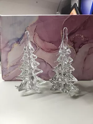 Vintage Crystal Clear Glass 5.5  Art Glass Christmas Tree Figurine Décor Heavy • $20