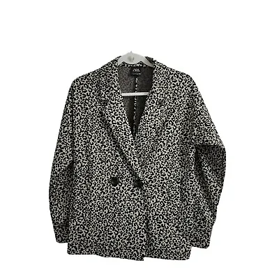 $39.95 • Buy Zara Blazer Jacket Small Womens Leopard Animal Print Oversized Button Closure