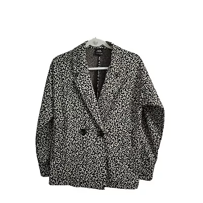 Zara Blazer Jacket Small Womens Leopard Animal Print Oversized Button Closure • $39.95