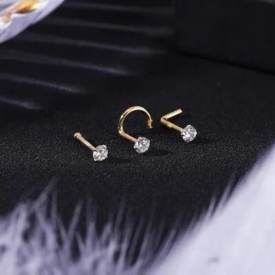 20g Diamond Nose Stud Nose Ring 1.5-3mm Diamond Nose Pins Surgical Steel Nose • $4.36