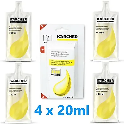 Window Cleaner Concentrate Karcher Streak Free Glass Cleaning Solution 4 X 20ml • £5.95