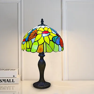 £71.50 • Buy Tiffany Table Lamp Butterfly Style 10 Inch Art Stained Glass Desk Multicolor