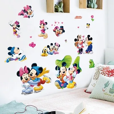 Disney Mickey Minnie Mouse Stickers Kids Boy Girl Nursery Room Decor Wall Decals • £6.79