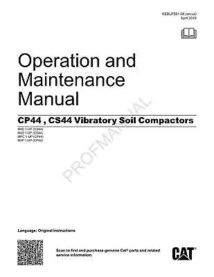 Caterpillar CP44 CS44 Vibratory Soil Compactor Operators Maintenance Manual • $69