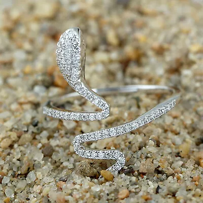 2.1 Ct Leb Created Diamond Snake Style Ring 14K White Gold Plated Women's • $92.33