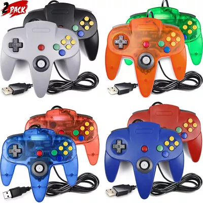 2Pack Retro N64 USB Controller Joystick For Windows PC MAC Linux Raspberry Pi 3 • $35.14